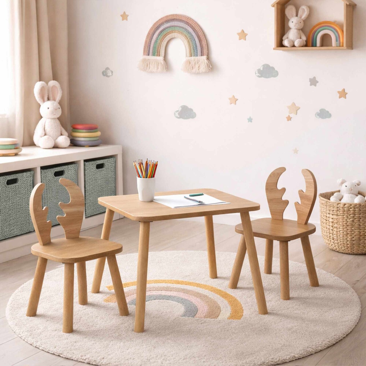 Set masa si scaun pentru copii, Hanah Home, Geyik, Maro - imagine 6